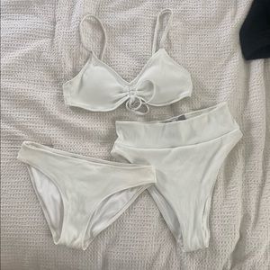 Aerie White Ribbed Bikini (3 pieces!!)